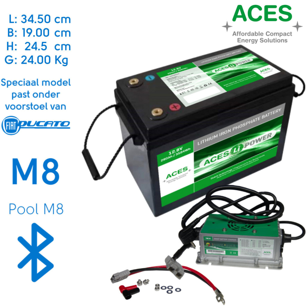 BBAtechniek - 12V 280Ah Aces Lithium accu + lader 20A (1x)