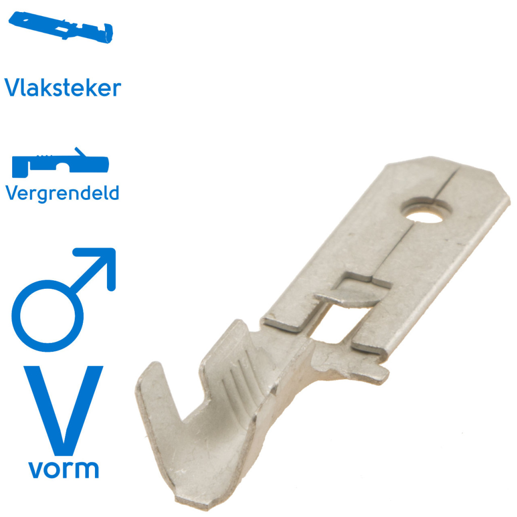 BBAtechniek - Vlaksteker vertind 6.3 1.5-2.5mm² (100x)