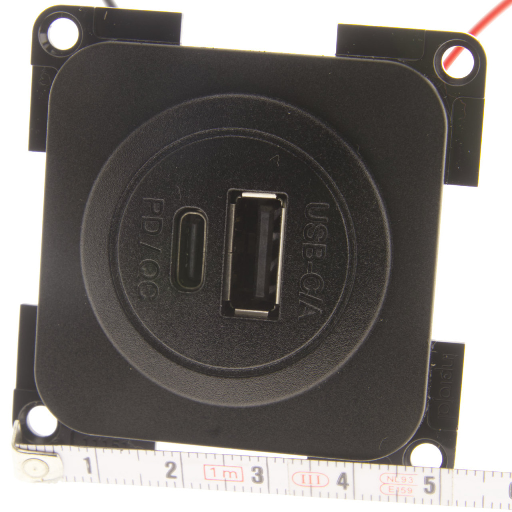 BBAtechniek - USB C/A PD QC 3A 30W inbouw zwart (1x)