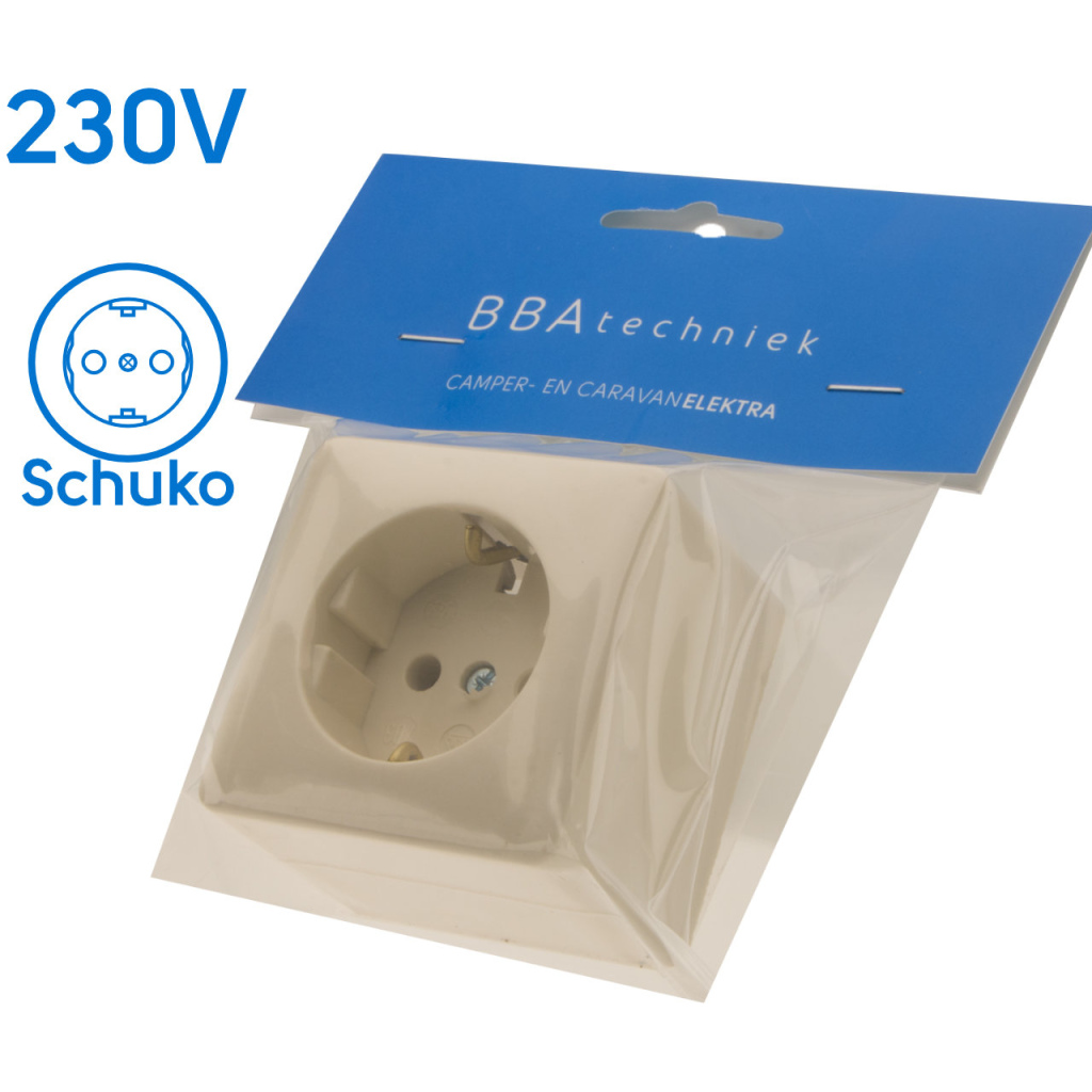 BBAtechniek - 230V enkel stopcontact opbouw met randaarde (1x)