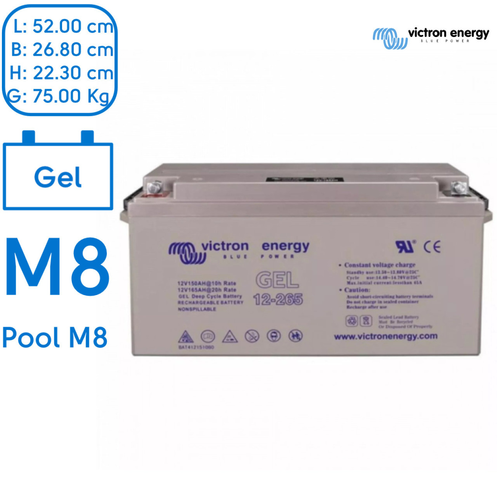 BBAtechniek - Victron Gel accu 12V 265Ah M8 (1x) 