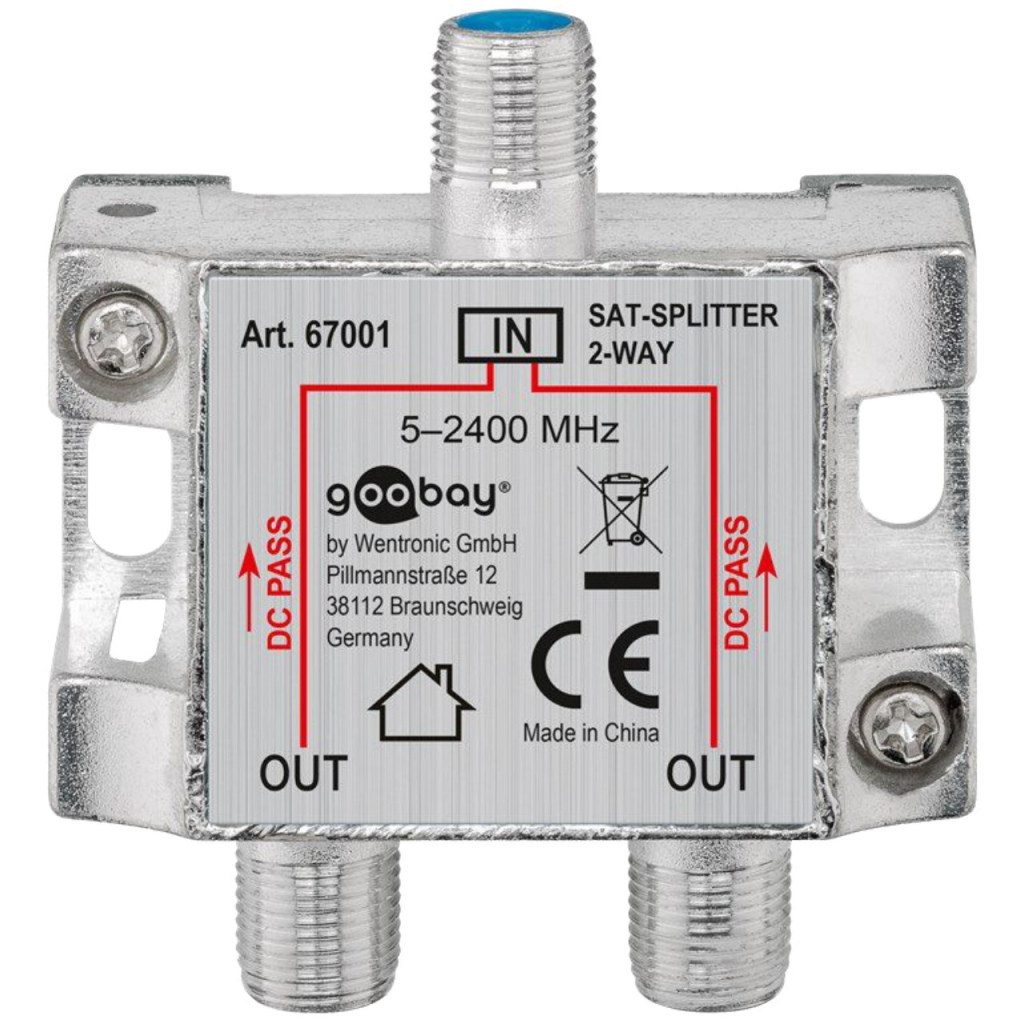 BBAtechniek - Splitter / verdeler Sat-DC 2-weg (1x)