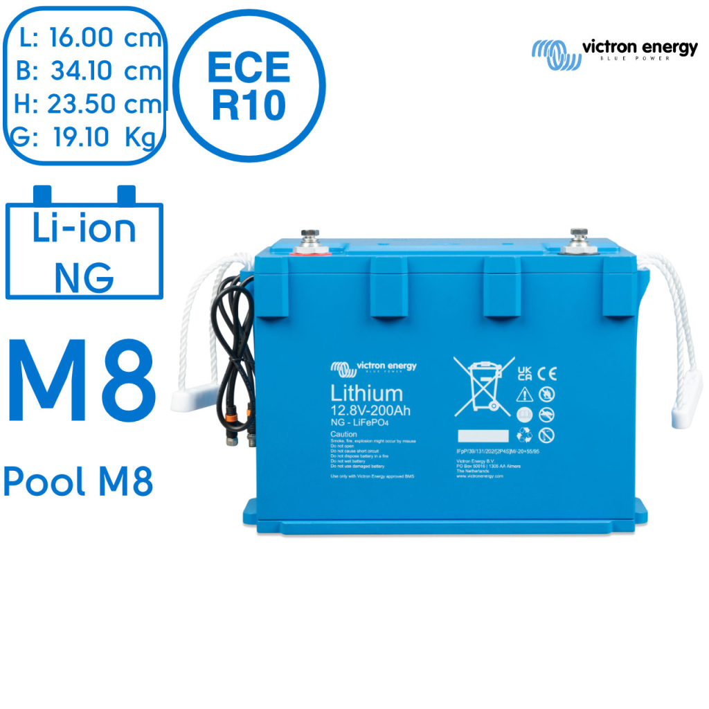 BBAtechniek - LiFePO4 accu 12.8V 200Ah NG  M8 (1x)