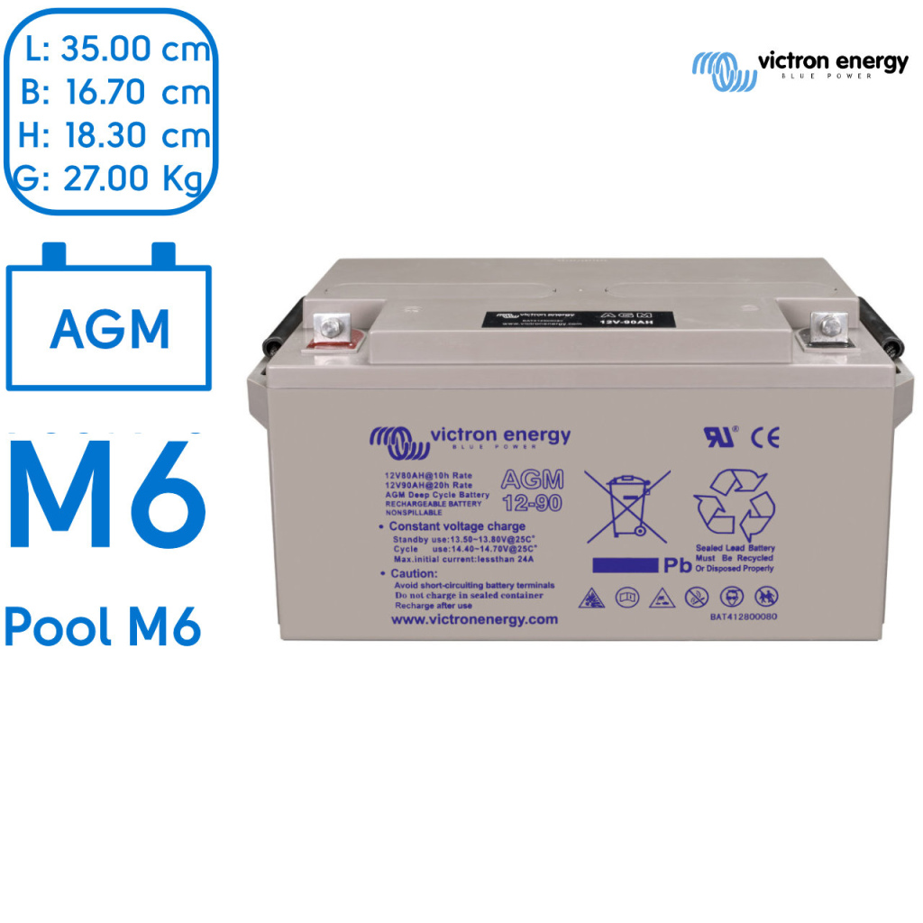 BBAtechniek - 12V 90Ah Victron AGM Accu M6 (1x)