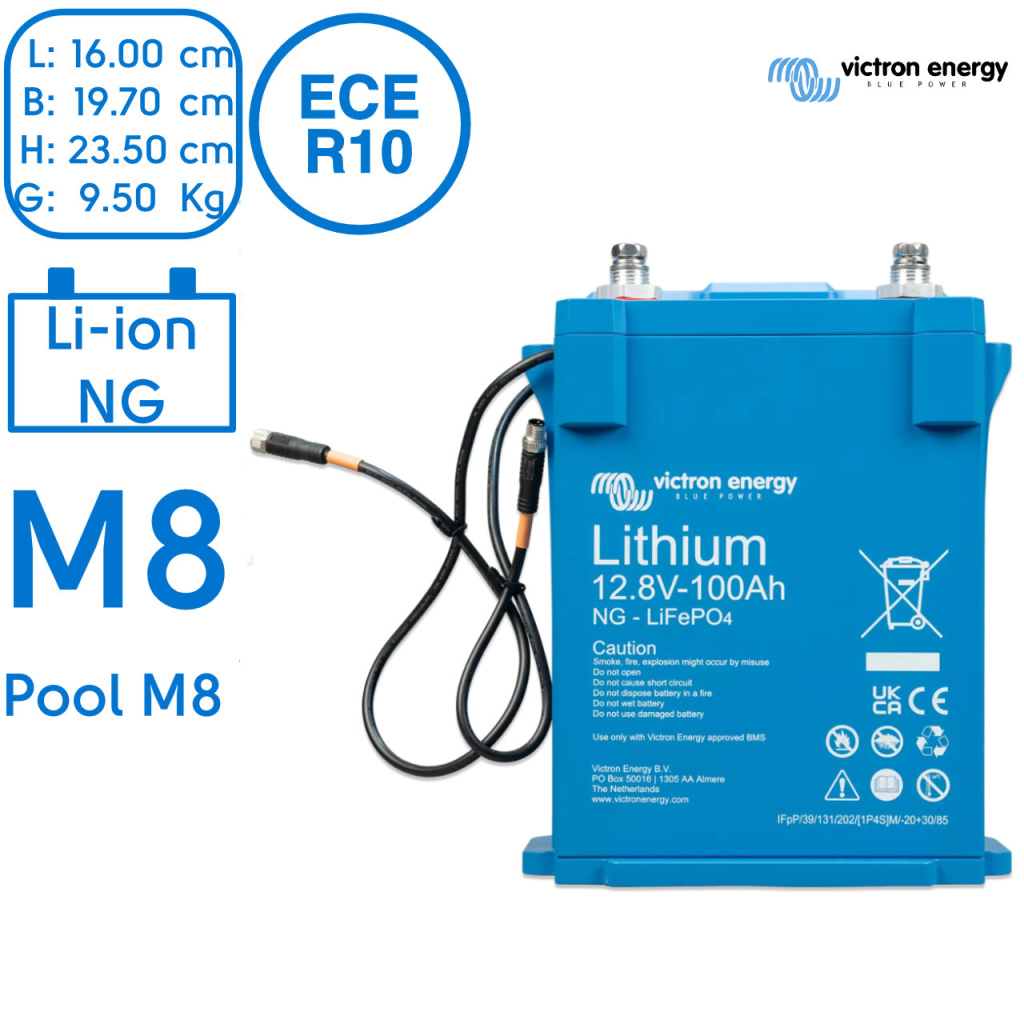 BBAtechniek - LiFePO4 accu 12.8V 100Ah NG M8 (1x)