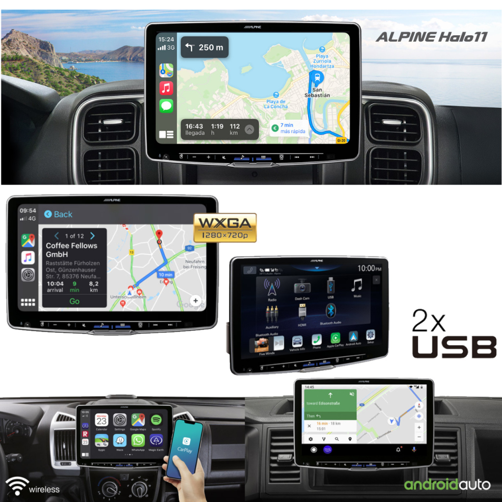 Alpine ILX-F509 Halo9 9´ Receiver Compatible with Wireless Android Auto ＆  Apple CarPlay w/Satellite Tuner Steering Wheel Interface 大海物語 