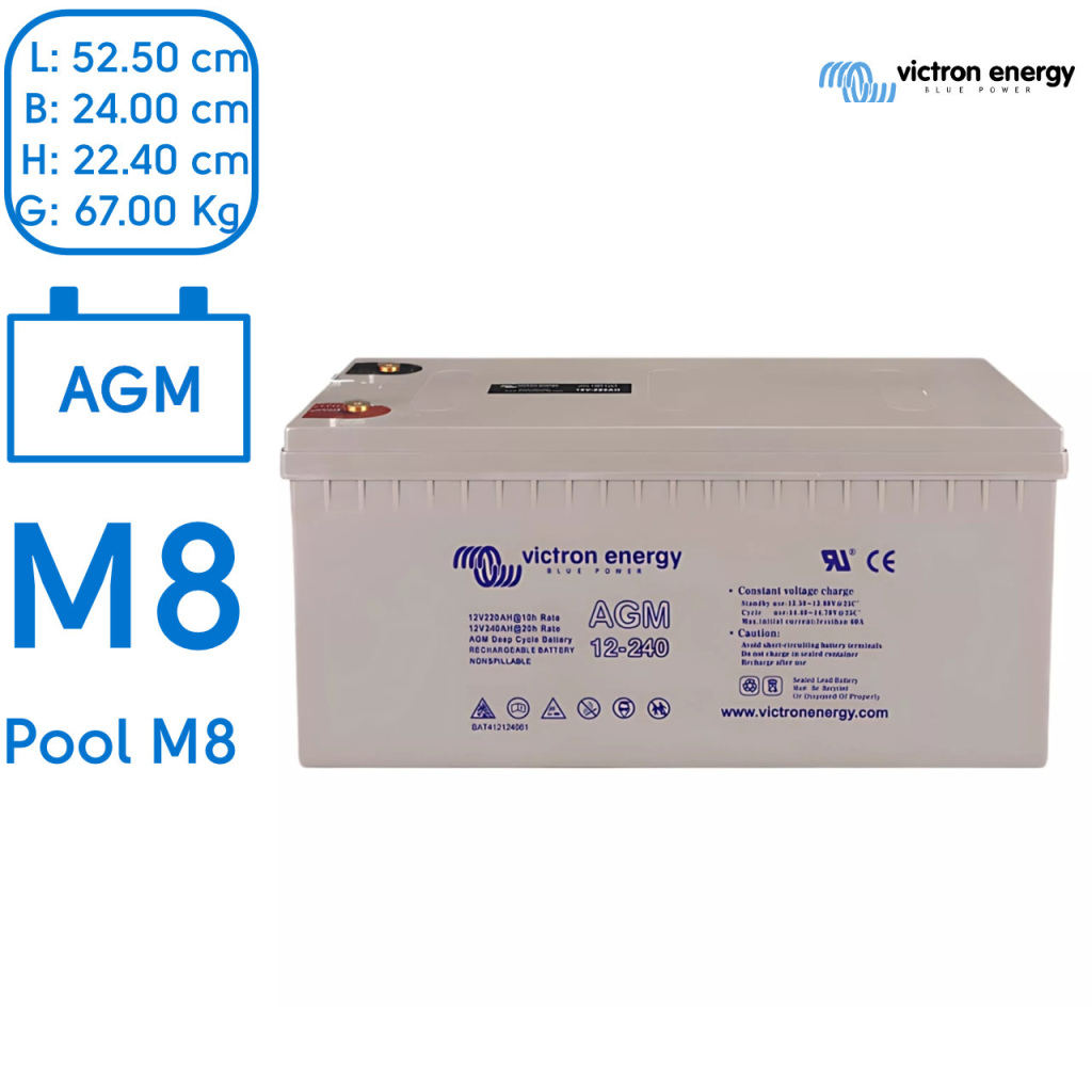BBAtechniek - 12V 240Ah Victron AGM Accu M8 (1x)