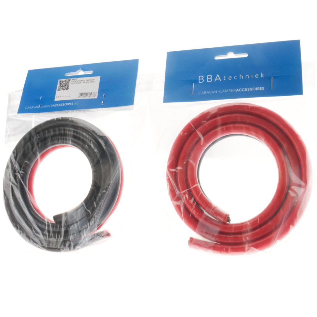 BBAtechniek - Kabel 2-aderig 2x25mm2 rood/zwart Twinflex (1m)