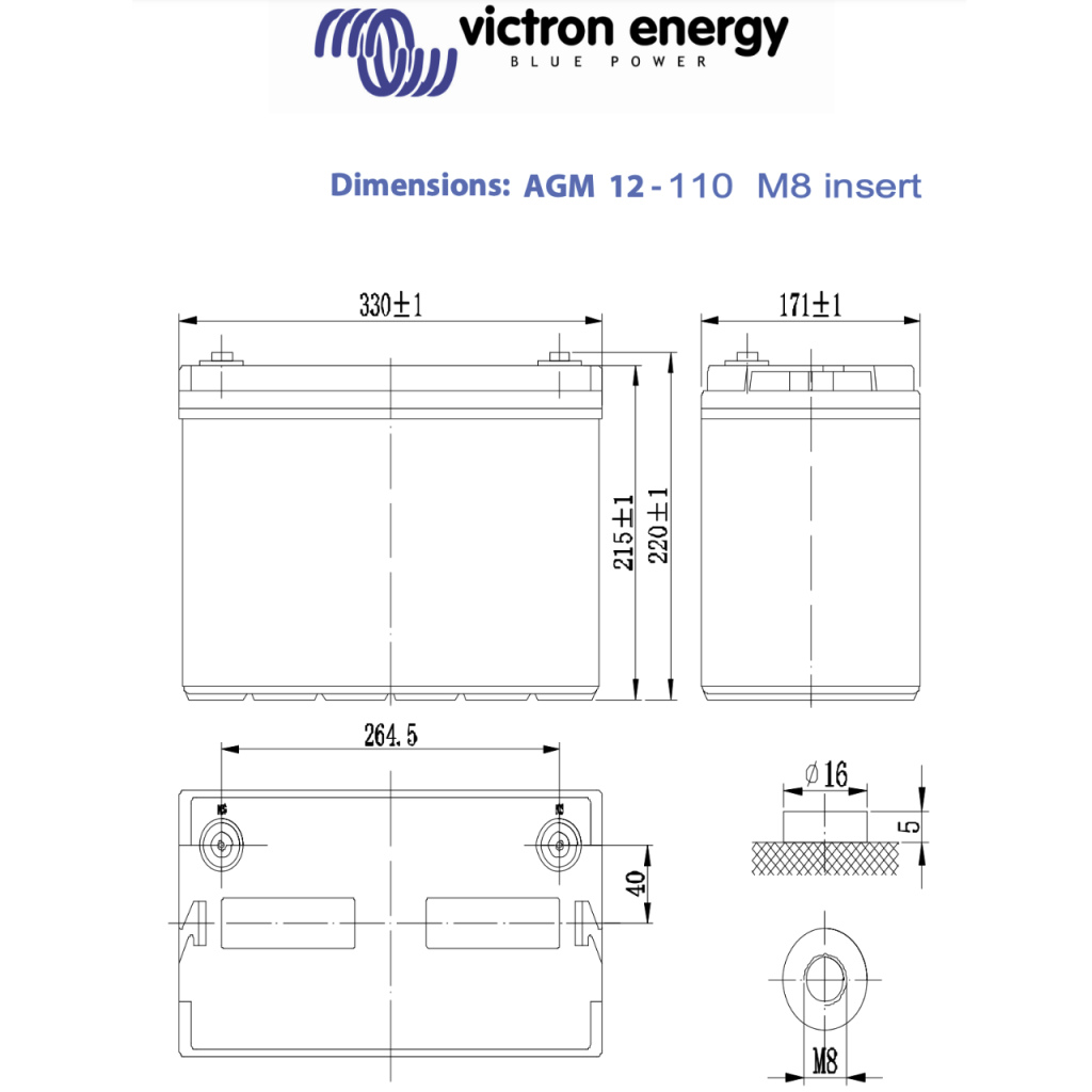 BBAtechniek - 12V 110Ah Victron AGM accu M8 (1x)