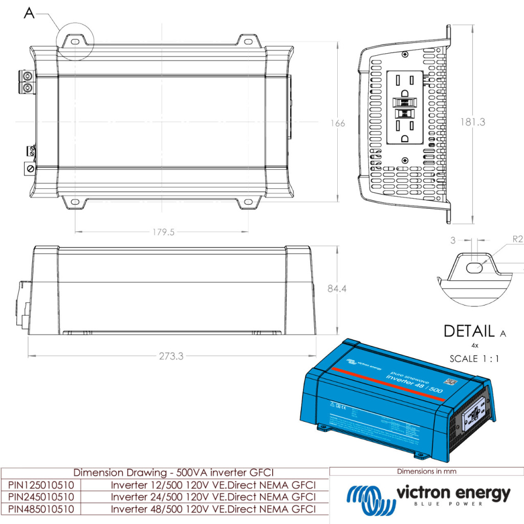 BBAtechniek - Victron Phoenix omvormer 12/500 230V VE.Direct IEC