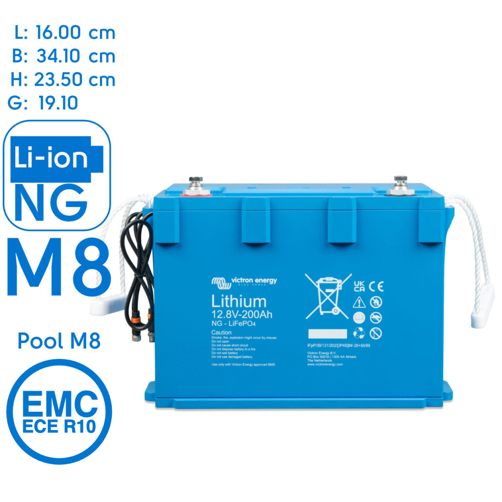 BBAtechniek - LiFePO4 accu 12.8V 200Ah NG  M8 (1x)