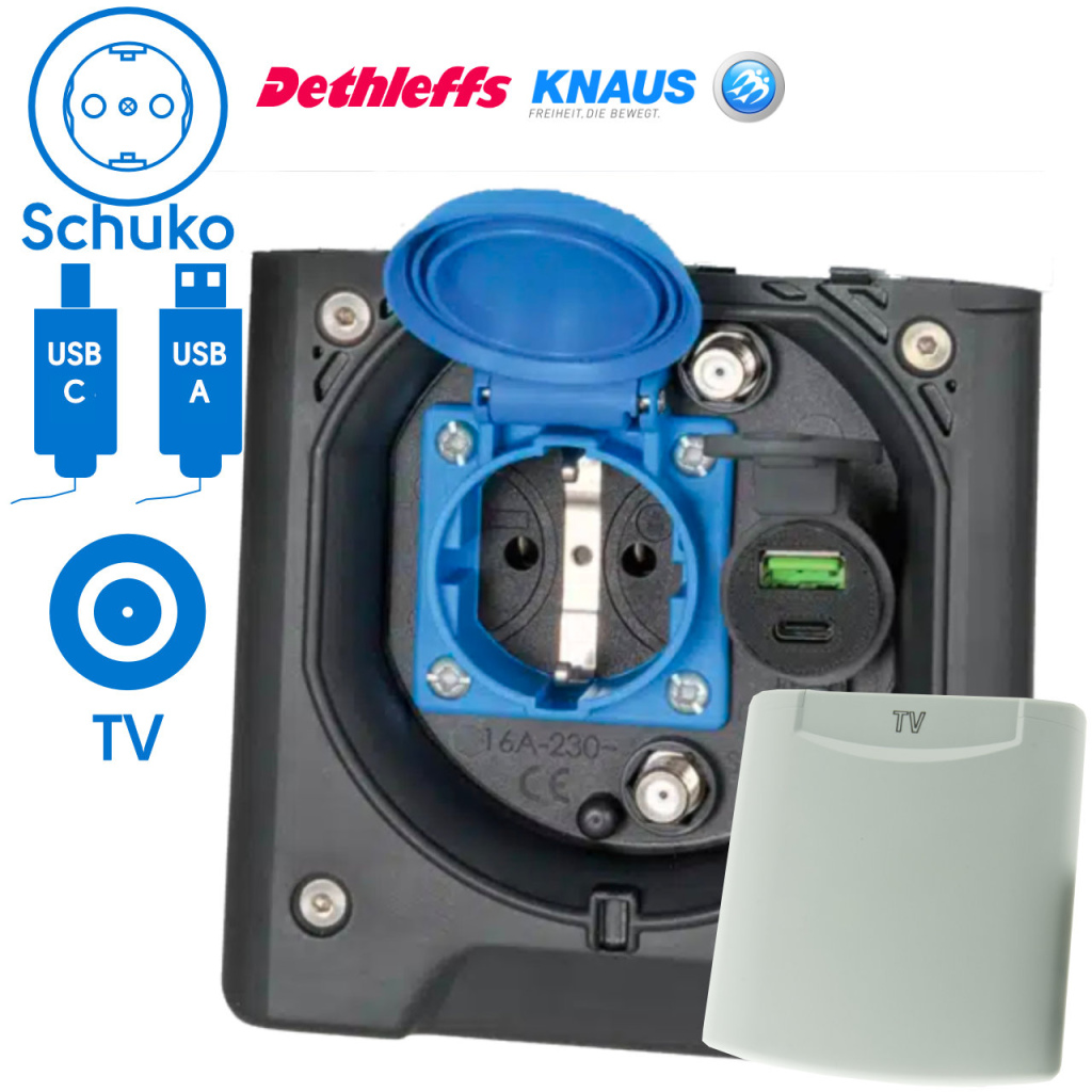 BBAtechniek - Voortent aansluiting CEE 230V / TV / USB-A/C (1x)