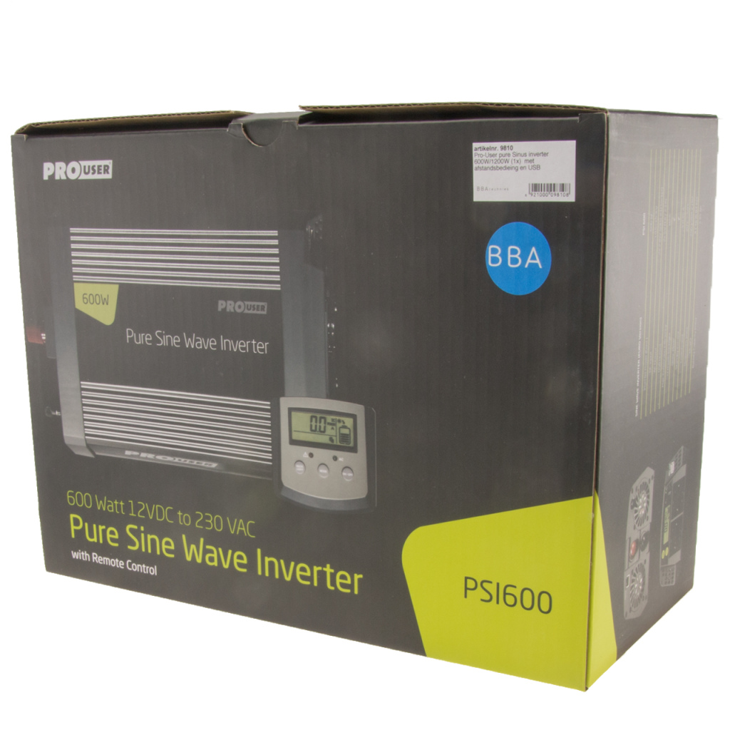 BBAtechniek - Pro-User pure Sinus inverter 600W/1200W (1x)