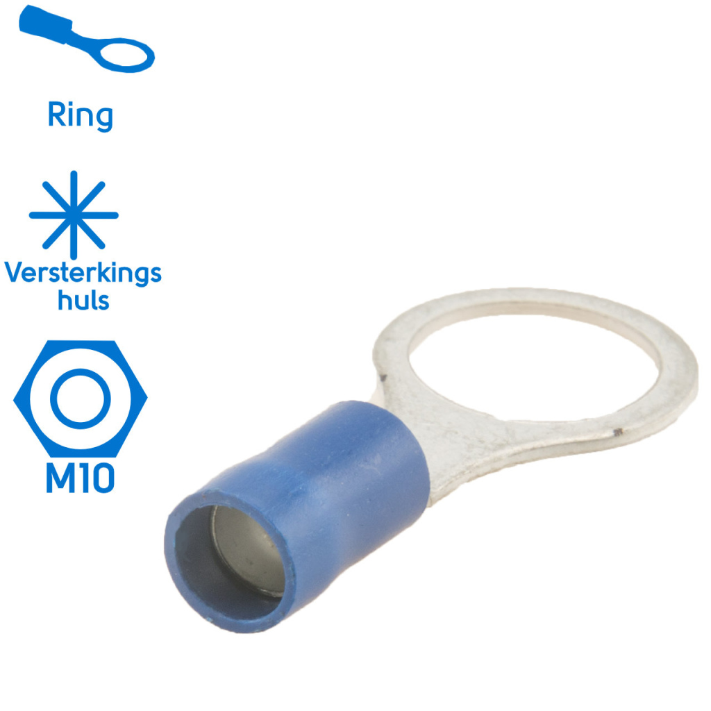 BBAtechniek - Kabelschoen ring M10 Ø10.5mm* blauw (100x)