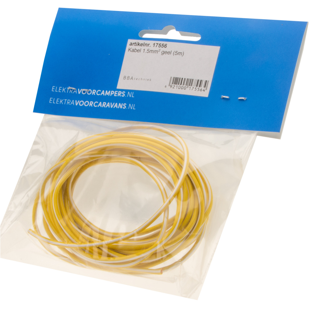 BBAtechniek - Kabel 1.5mm2 geel (5m)