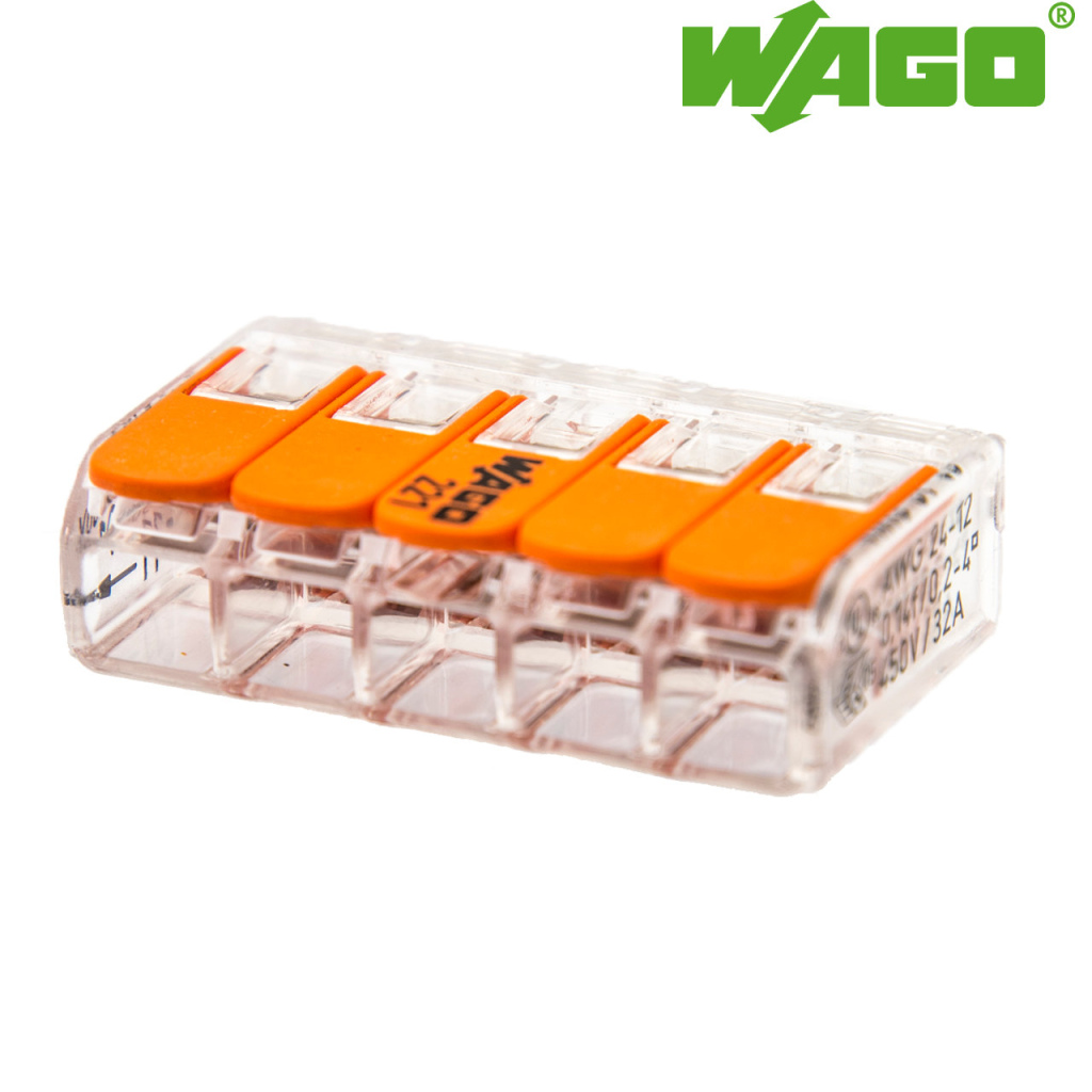 BBAtechniek - Wago verbindingsklem 221 5-voudig 0.2-4mm2 (25x)