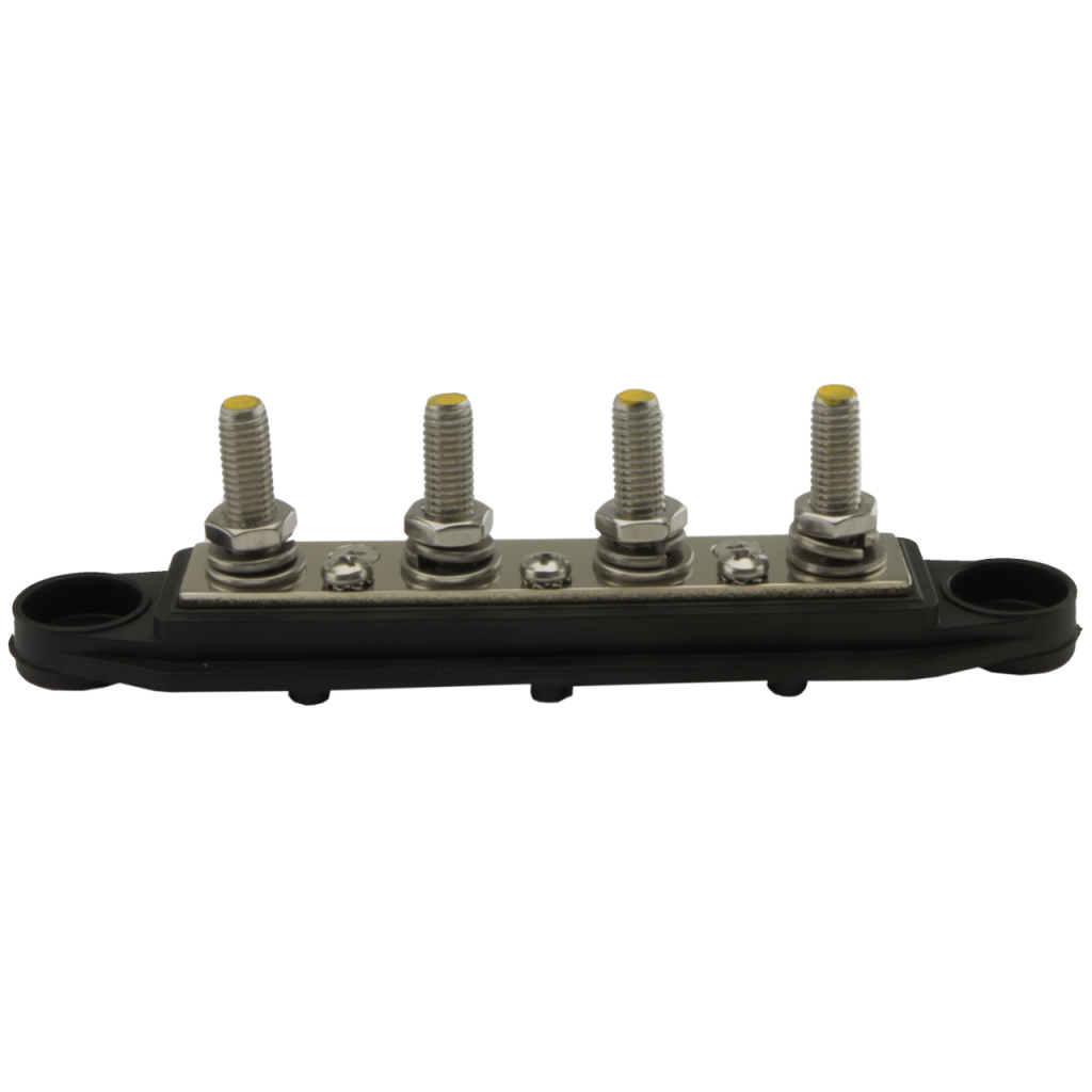 BBAtechniek - Busbar M8 4-punts zwart met beschermkap (1x)