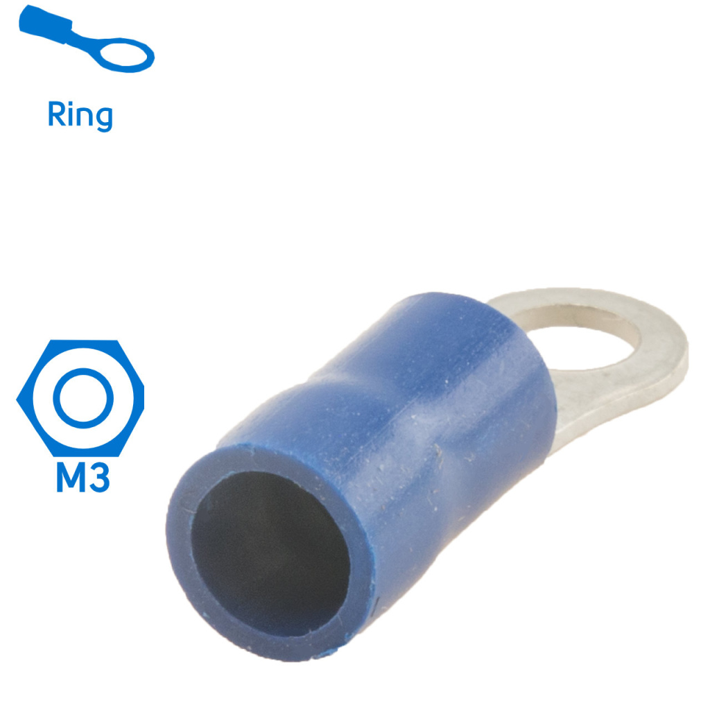 BBAtechniek - Kabelschoen ring M3 Ø3.7mm blauw (100x)