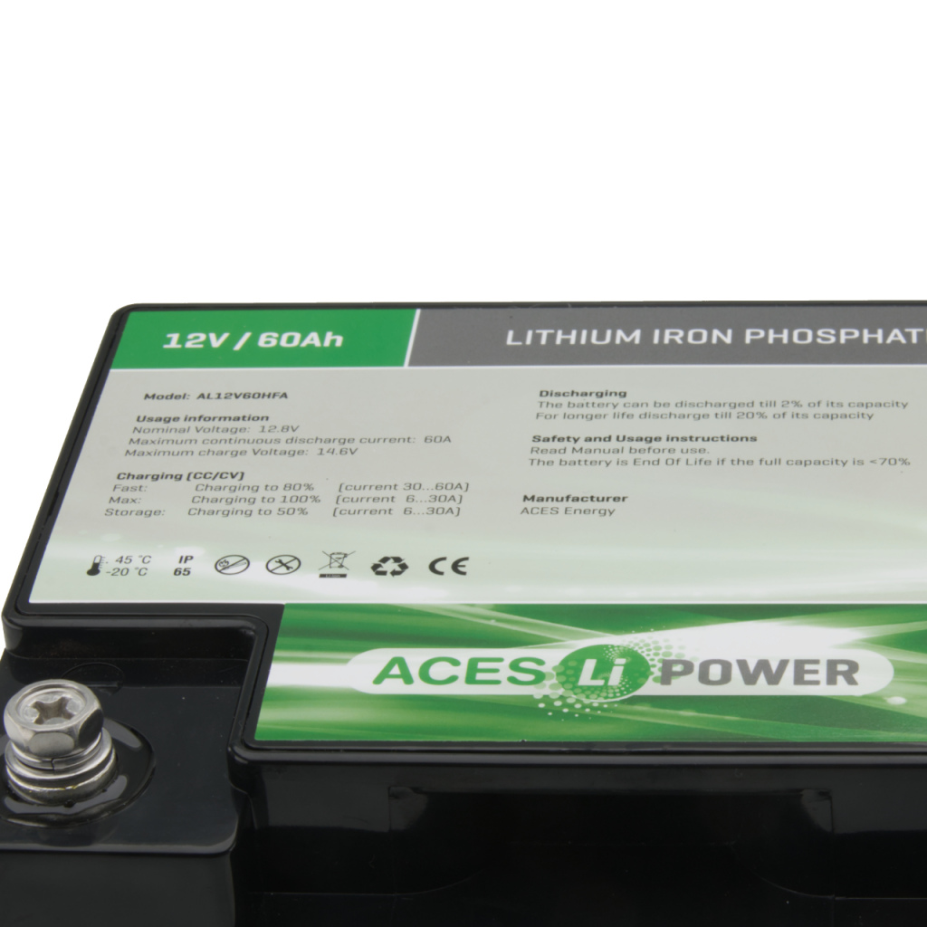 BBAtechniek - 12V 60Ah Aces Lithium accu + lader 20A (1x)