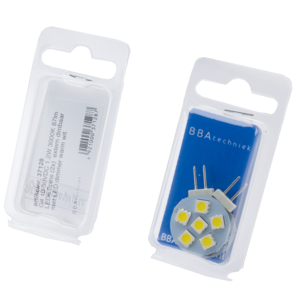 BBAtechniek - G4 10-30VDC 1.2W 3000K 87lm LED6 2pins (2x)