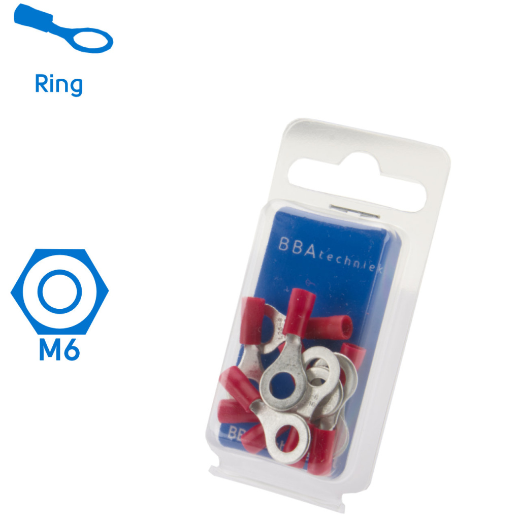 BBAtechniek - Kabelschoen ring M6 Ø6.4mm rood (10x)