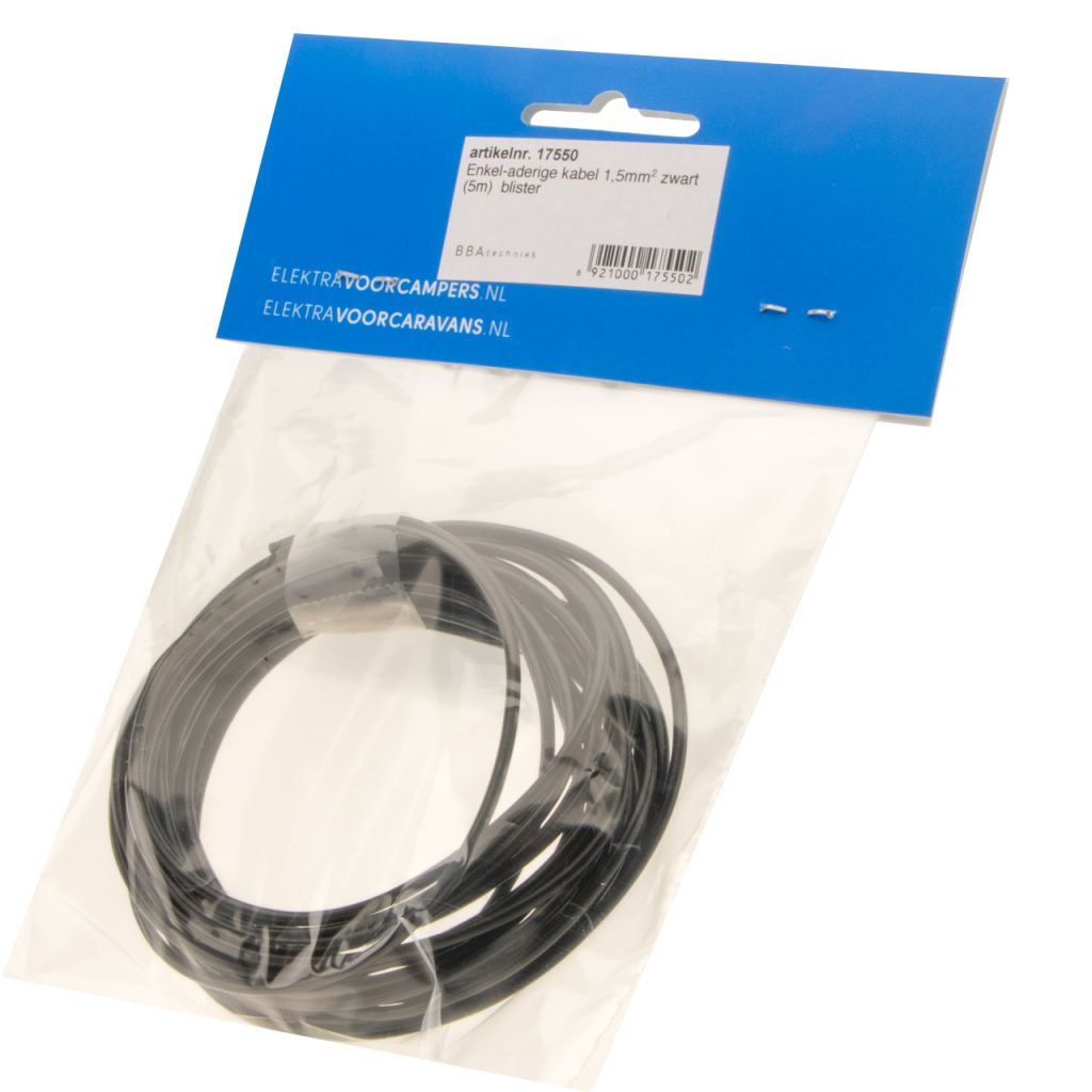 BBAtechniek - Kabel 1.5mm2 zwart (5m)
