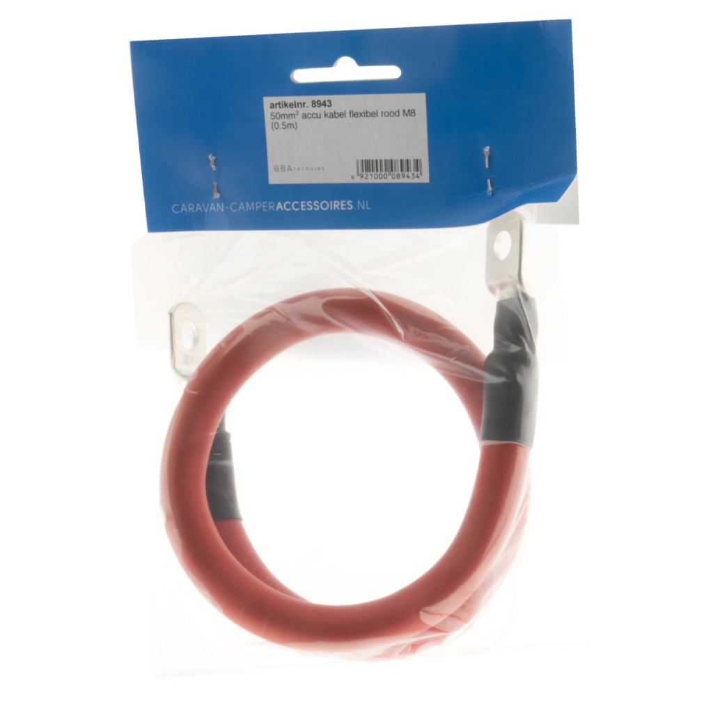 BBAtechniek - 50mm2 accu kabel flexibel rood 2x M8 (0.5m)