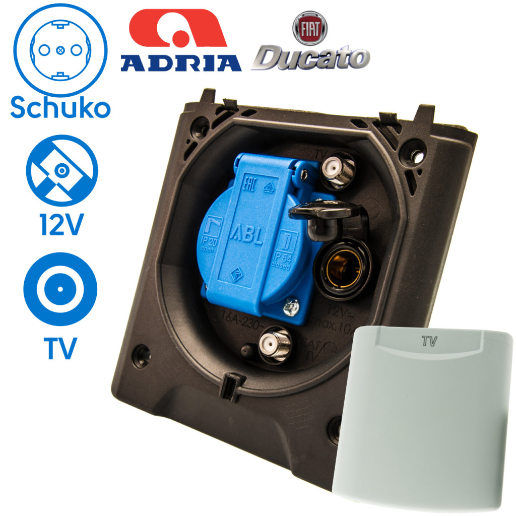 BBAtechniek - Voortent aansluiting CEE 230V  / TV / 12V (1x)