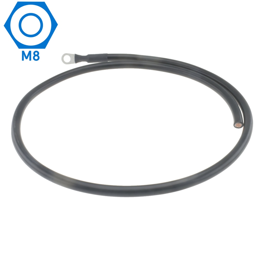 BBAtechniek - 16mm2 accu kabel flexibel zwart M8 (1.0m)
