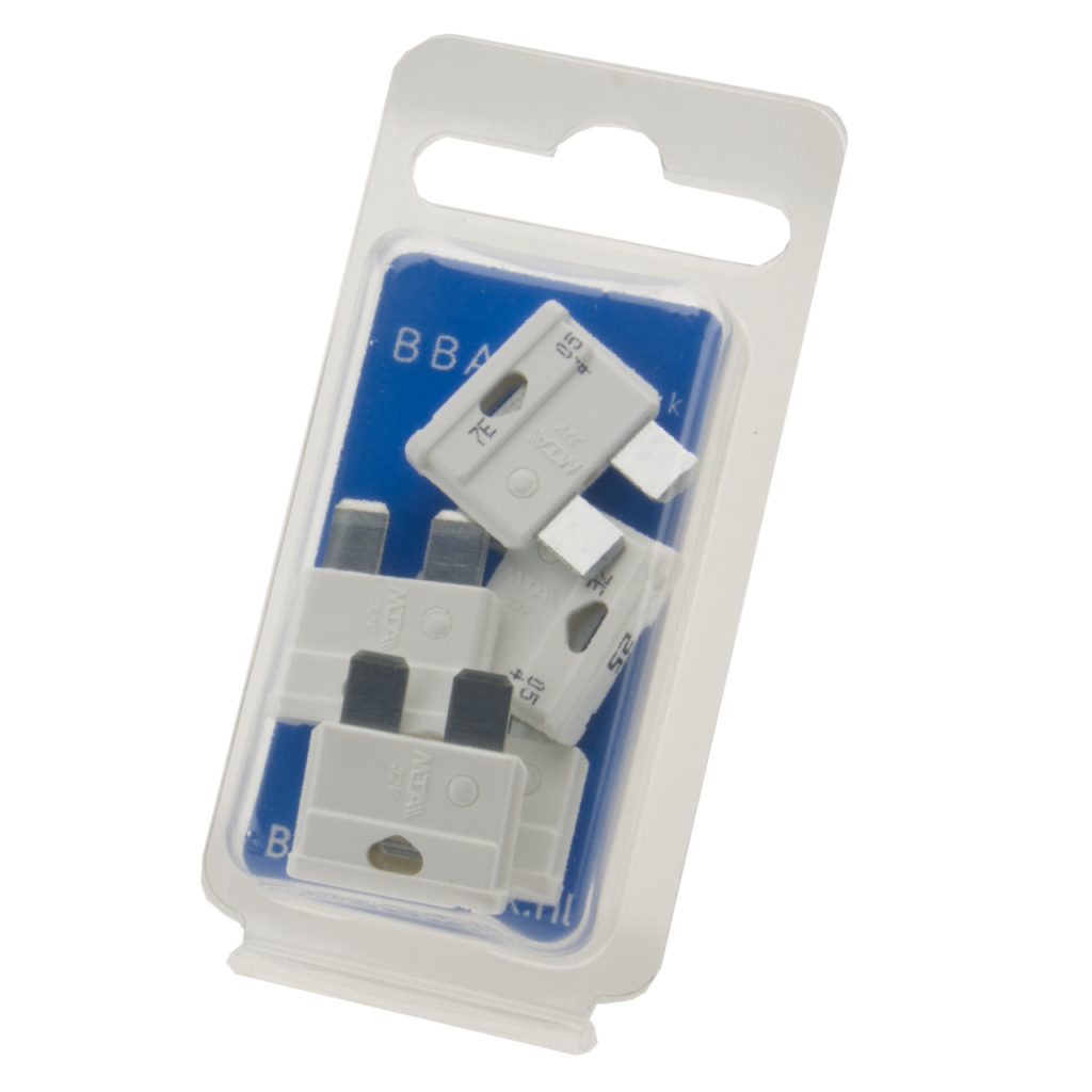 BBAtechniek - Standaard steekzekering 25A wit (5x)