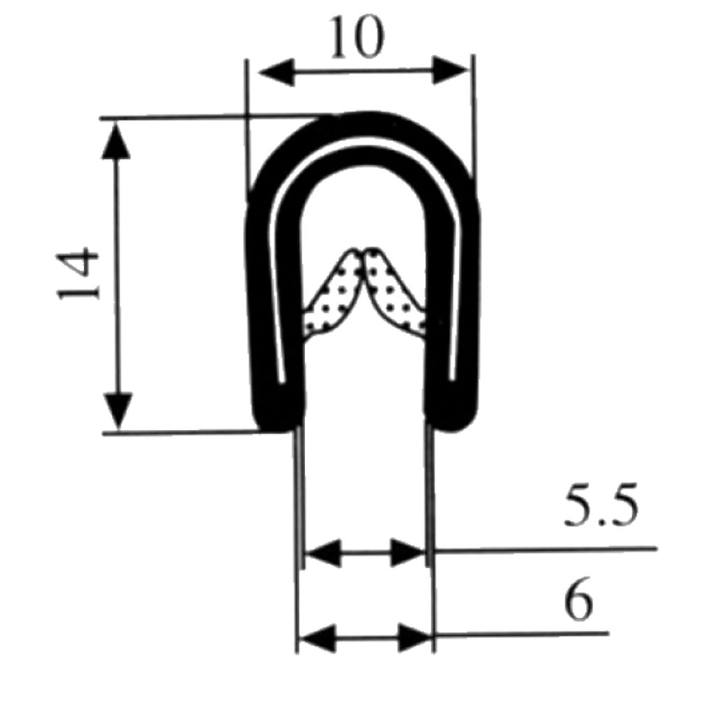 BBAtechniek - BBA klemprofiel voor plaatdikte 2-5mm zwart (1m)