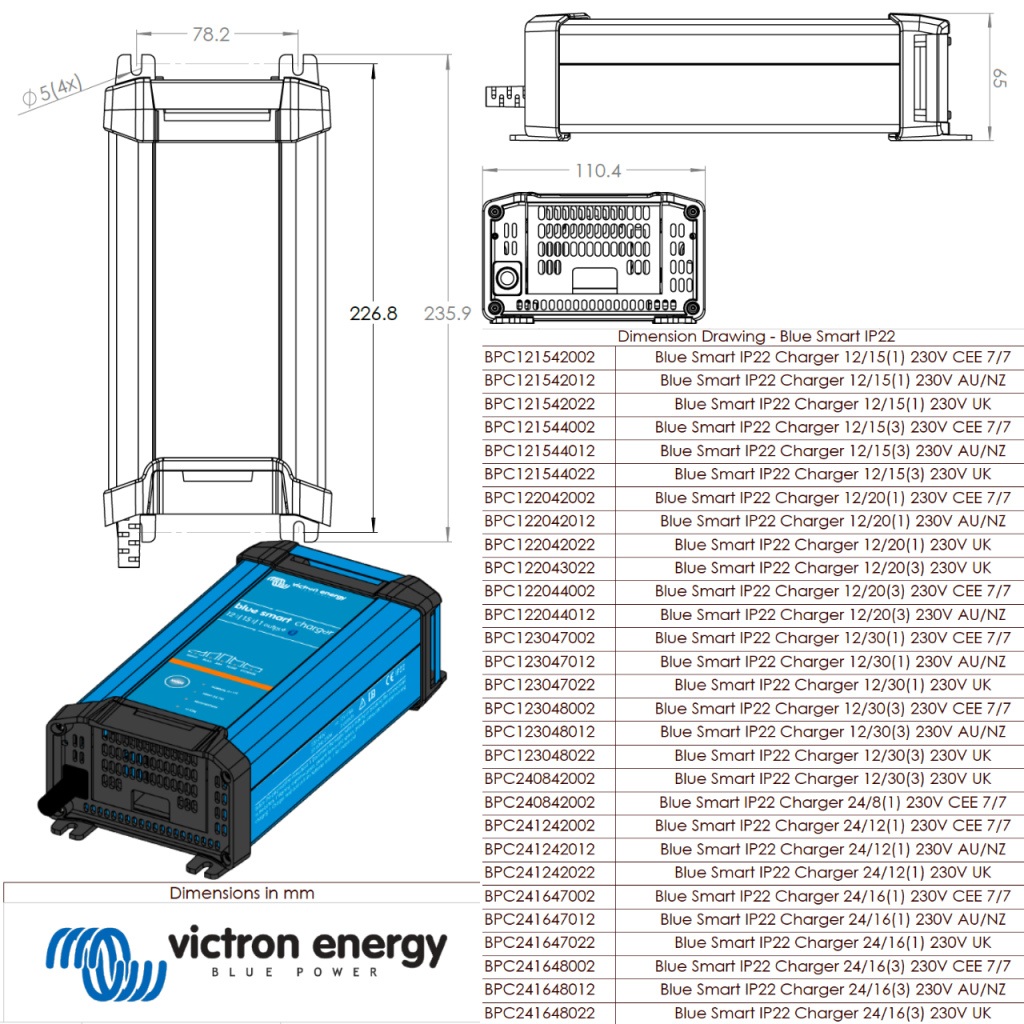 BBAtechniek - Victron Blue Smart IP22 Acculader 12/30 (3) (1x)