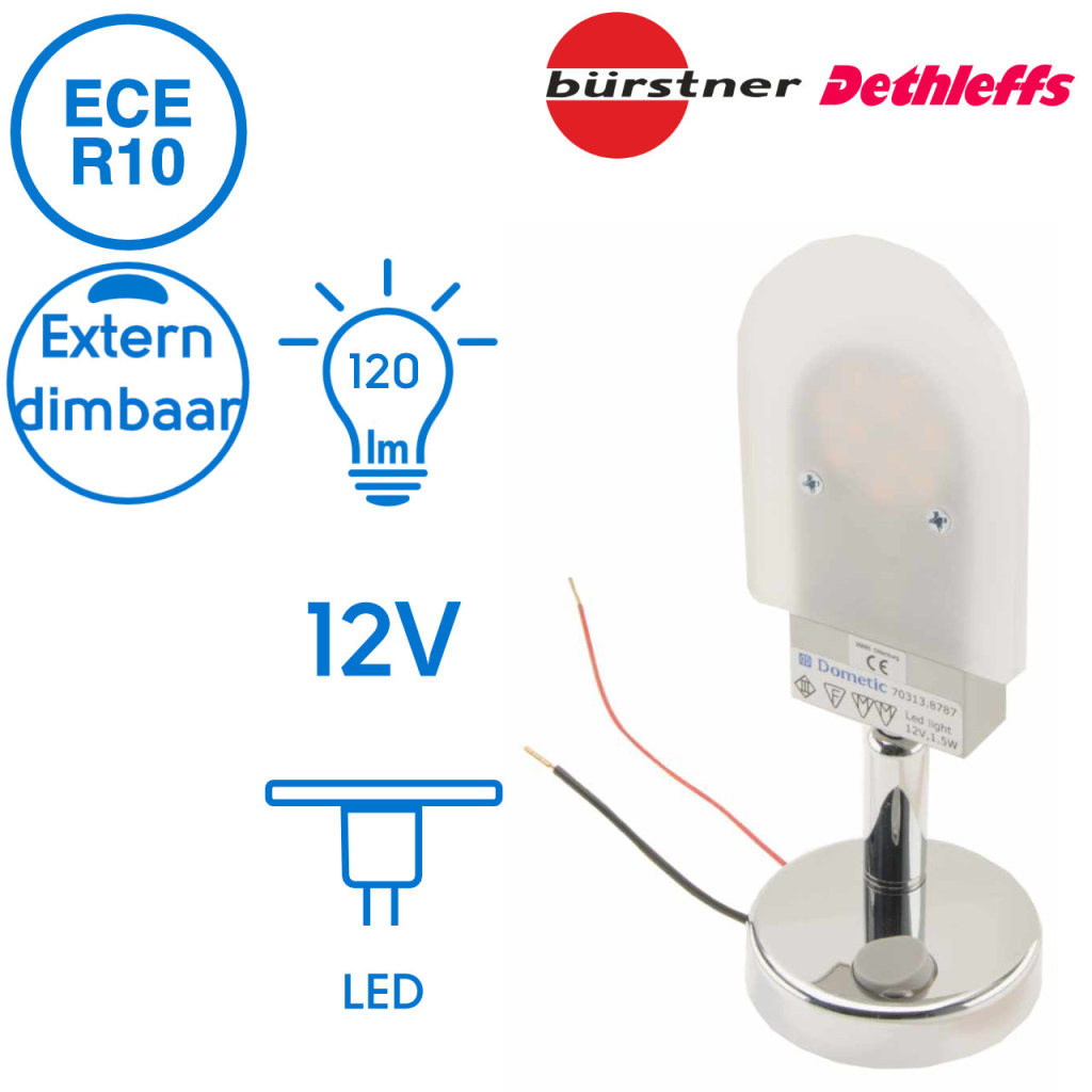 BBAtechniek - Dometic LED opbouwspot Thomas zilver 12V 1.5W (1x)