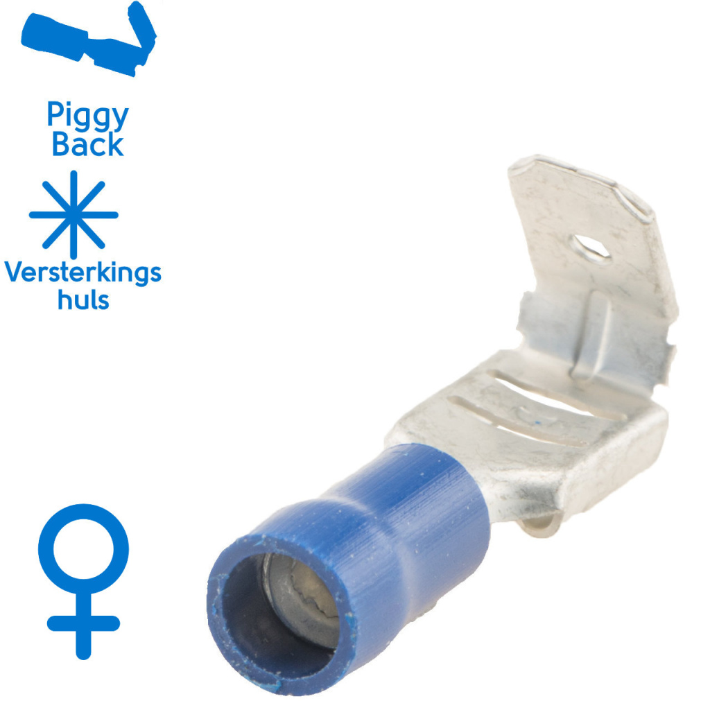 BBAtechniek - Vlakstekerhuls 6.3x0.8mm* blauw (100x)