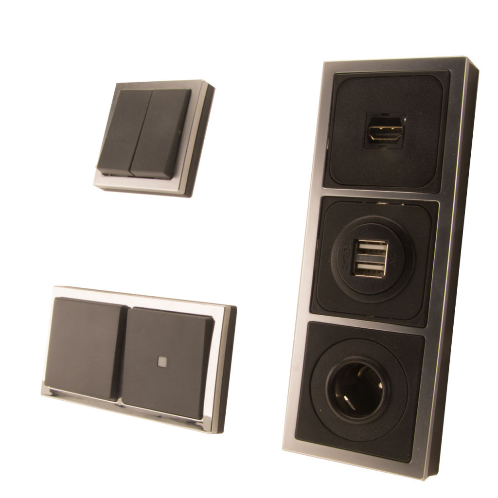 BBAtechniek - USB-A contactdoos 2x 2.5A zwart S20.000 (1x)
