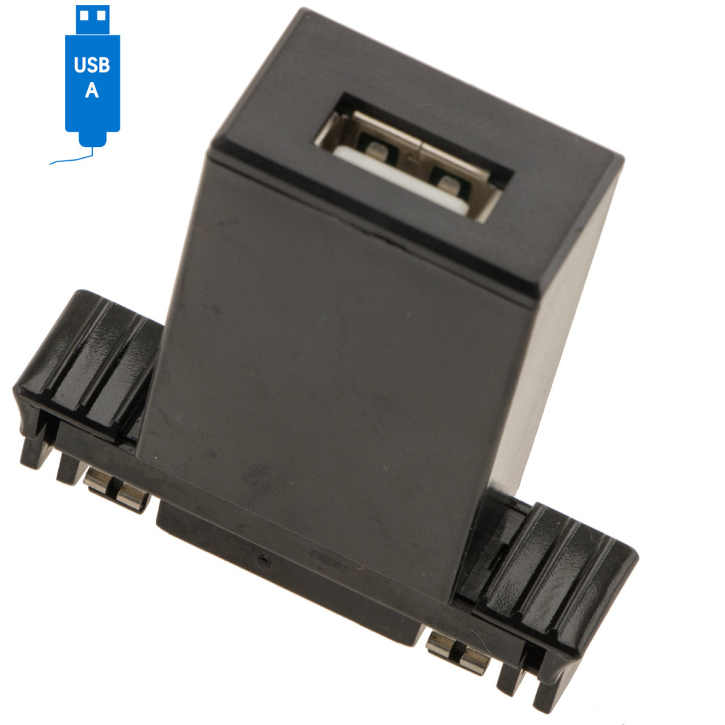 BBAtechniek - USB A-1x 5V 2A Rialto rail zwart (1x)