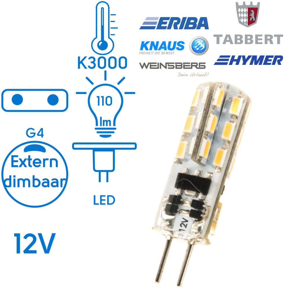 BBAtechniek - G4 10-18VDC 1.5W 3000K 110lm LED (2x) 