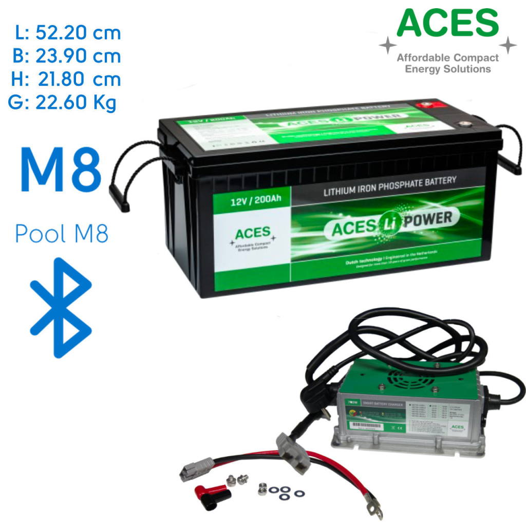 BBAtechniek - 12V 200Ah Aces Lithium accu + lader 20A (1x)