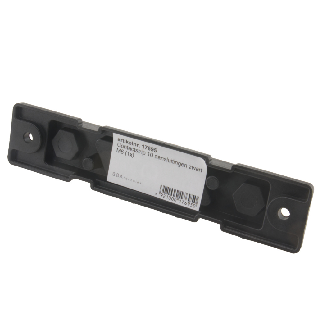 BBAtechniek - Contactstrip 10-punts zwart M6 (1x)