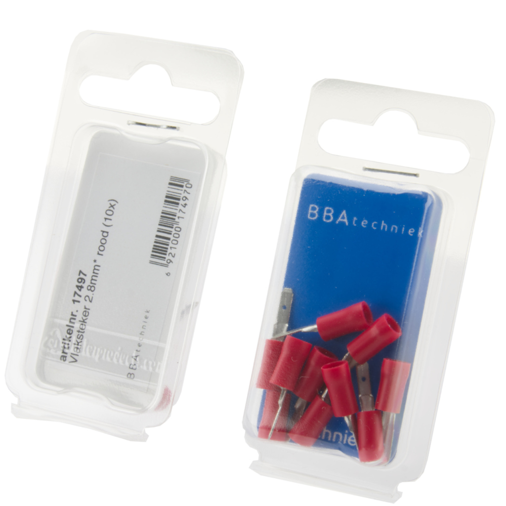 BBAtechniek - Vlaksteker 2.8mm* rood (10x)
