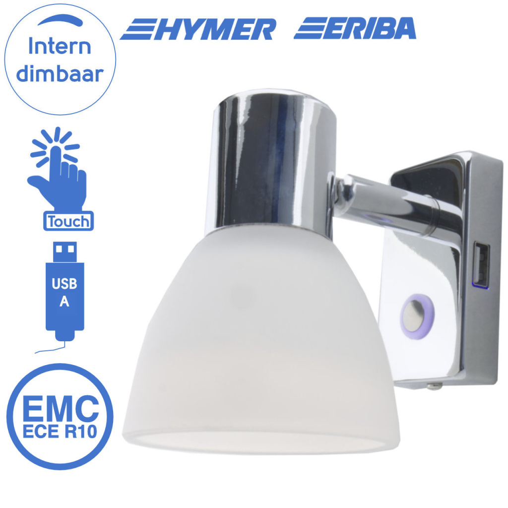 BBAtechniek - Faretto PowerLED 12V 3W chroom USB-A (1x)