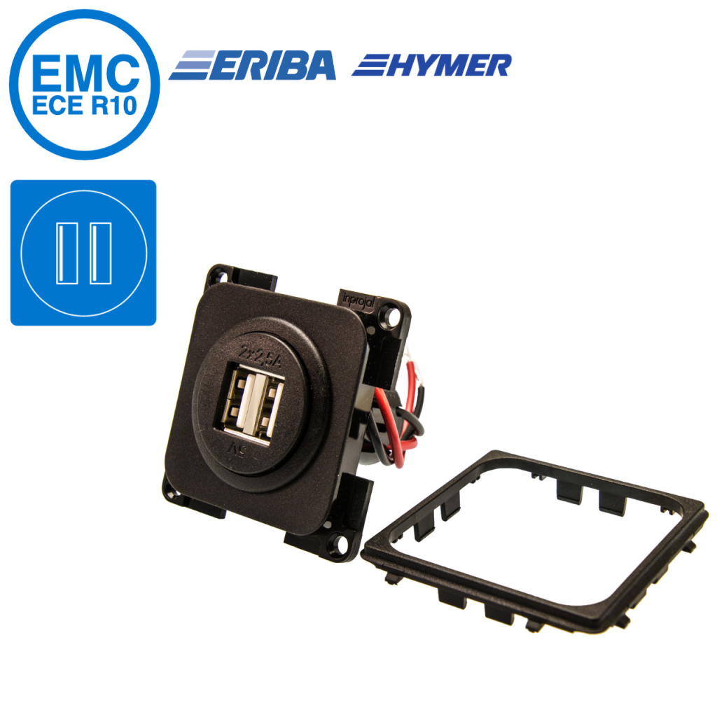 BBAtechniek - USB-A contactdoos 2x 2.5A zwart S20.000 (1x)