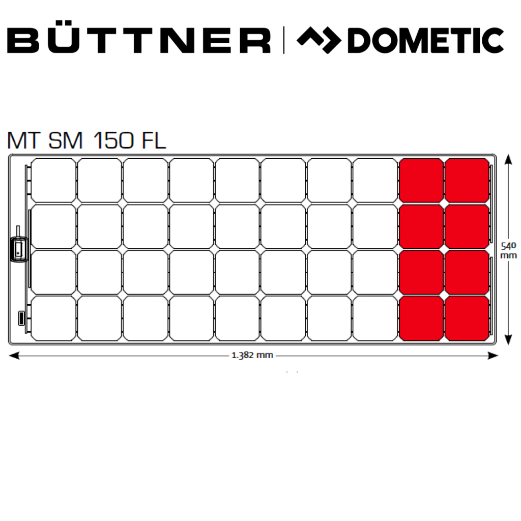 BBAtechniek - 150WP 138x54cm Flat Light Büttner zonnepaneel (1x)