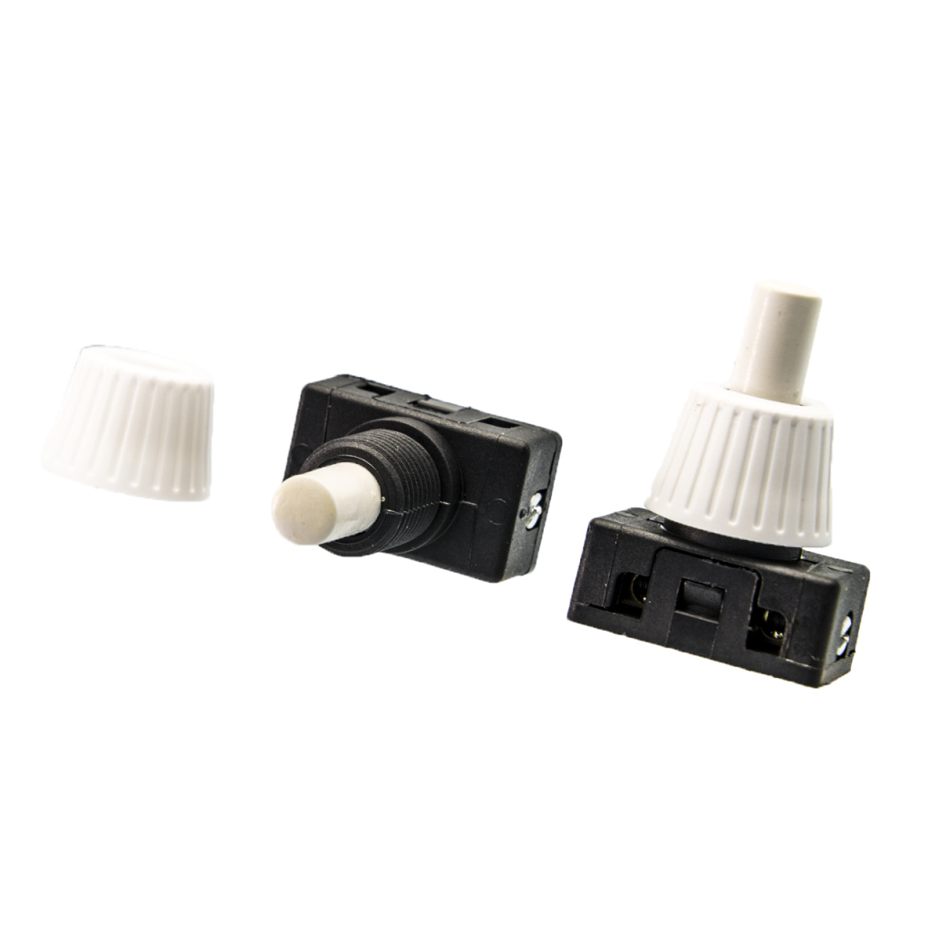 BBAtechniek - 12V On-Off drukschakelaar zwart-wit + wartel (2x)