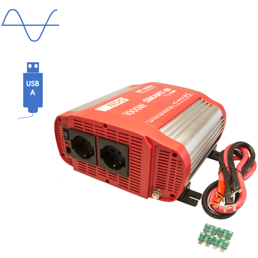 BBAtechniek - NDS SP-1000 inverter 12V 1000W USB-uitgang (1x)