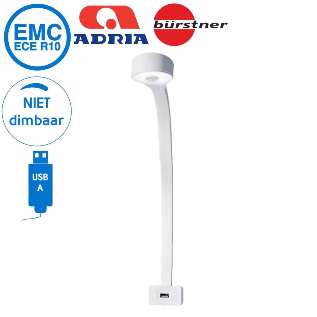 BBAtechniek - Cordoba flex LED 12V 1.3W 4100K 90lm USB wit (1x)