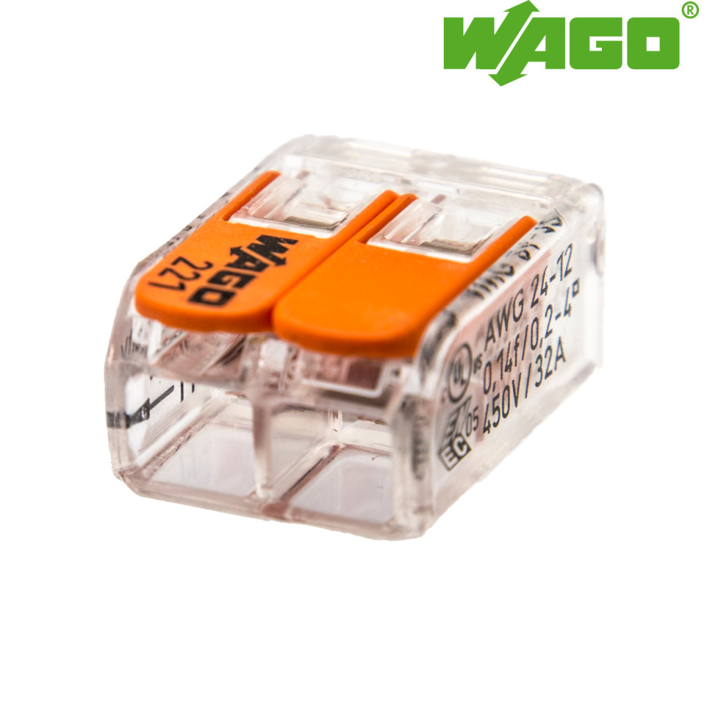 BBAtechniek - Wago verbindingsklem 221 2-voudig 0.2-4mm2 (100x)