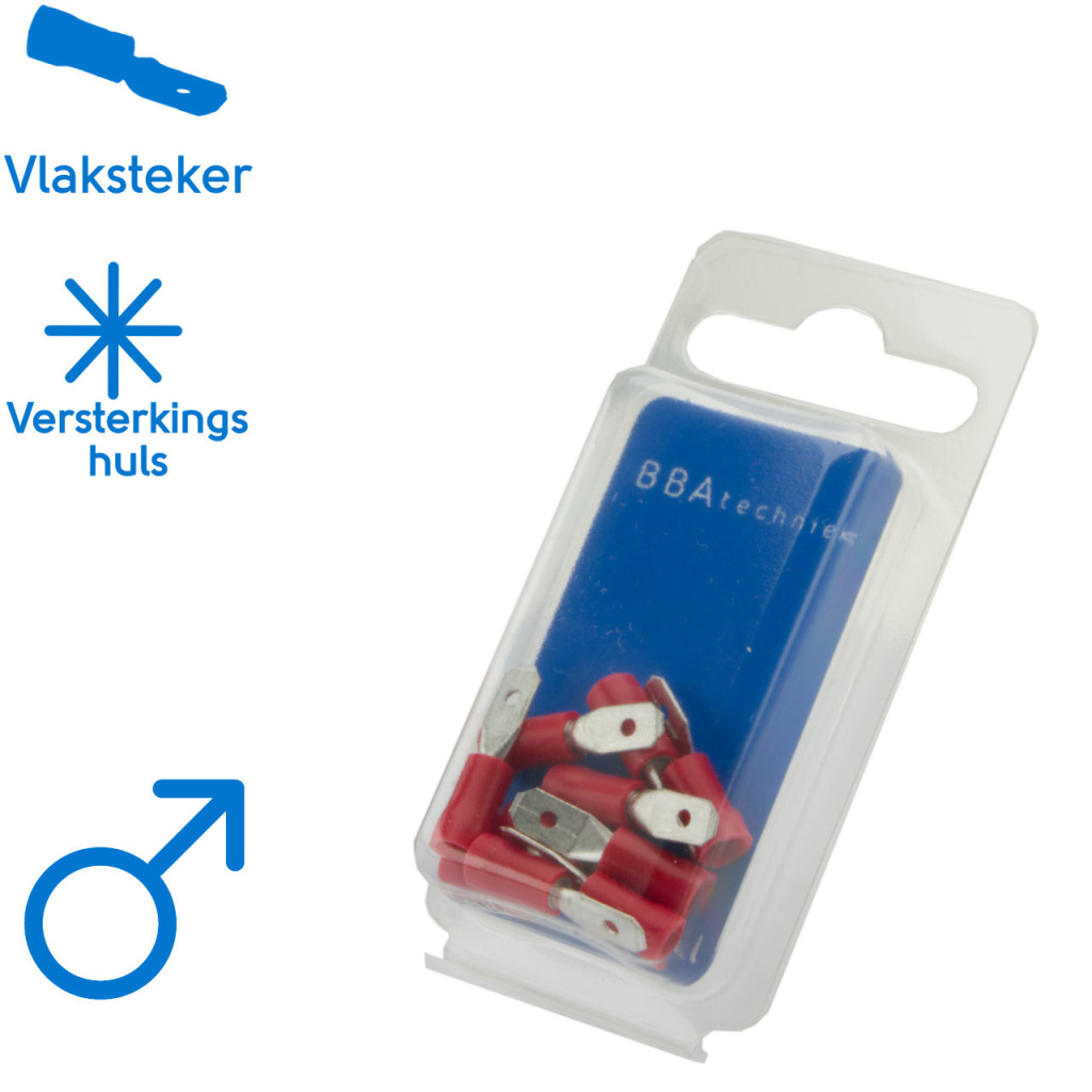BBAtechniek - Vlaksteker 4.8mm* rood (10x)