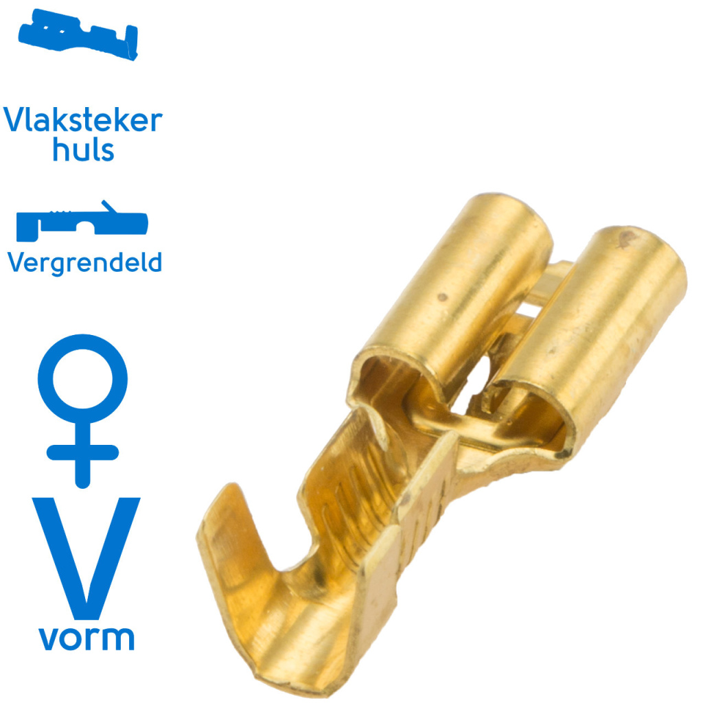 BBAtechniek - Vlakstekerhuls messing 6.3 1.5-2.5mm² (100x)