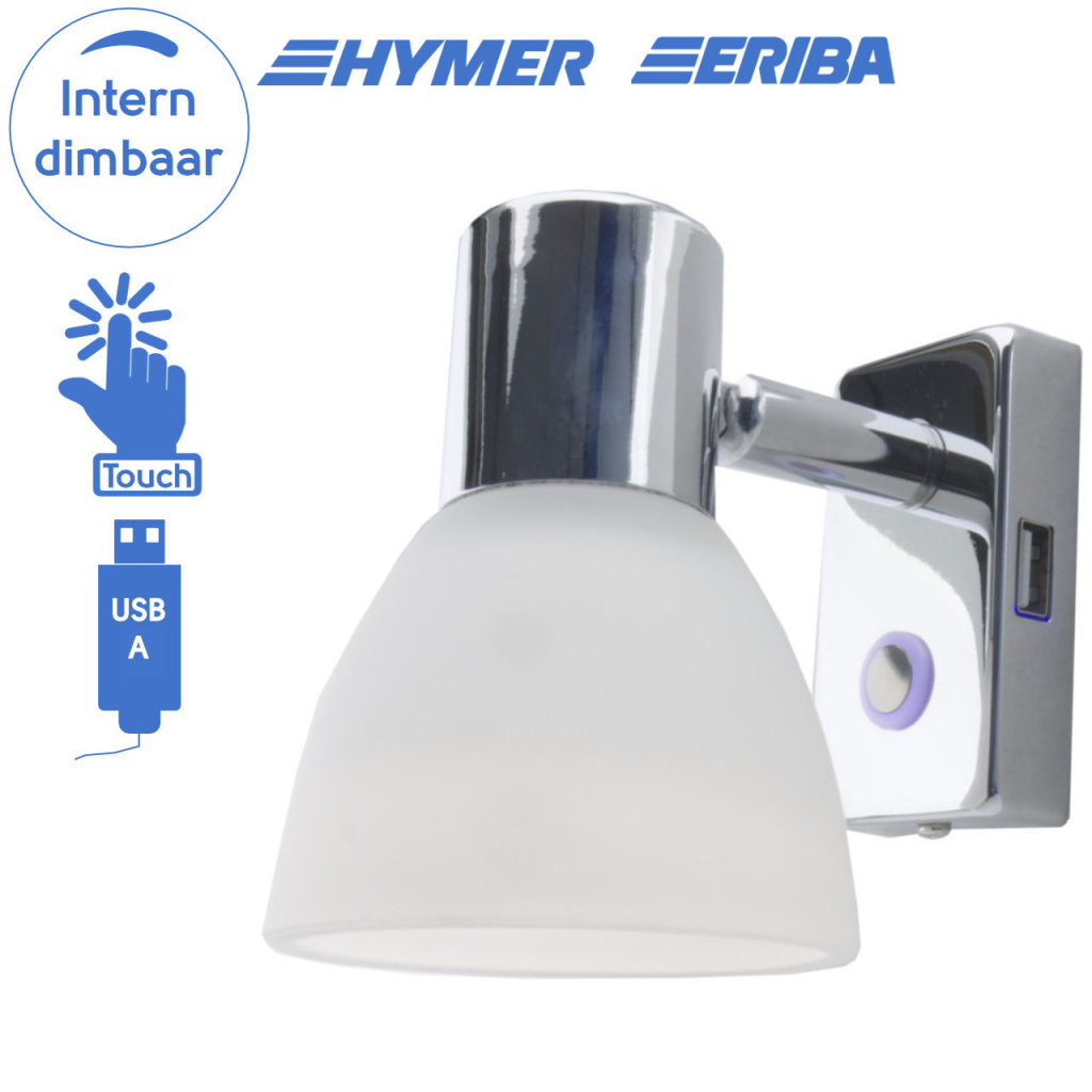 BBAtechniek - Faretto PowerLED 12V 3W chroom USB-A (1x)